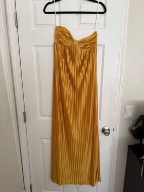 Mustard Pleated Maxi dress